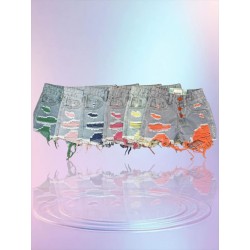 Denim short met scheuren